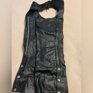 XElement Black Leather Motorcycle Chaps Vintage genuine leather chaps